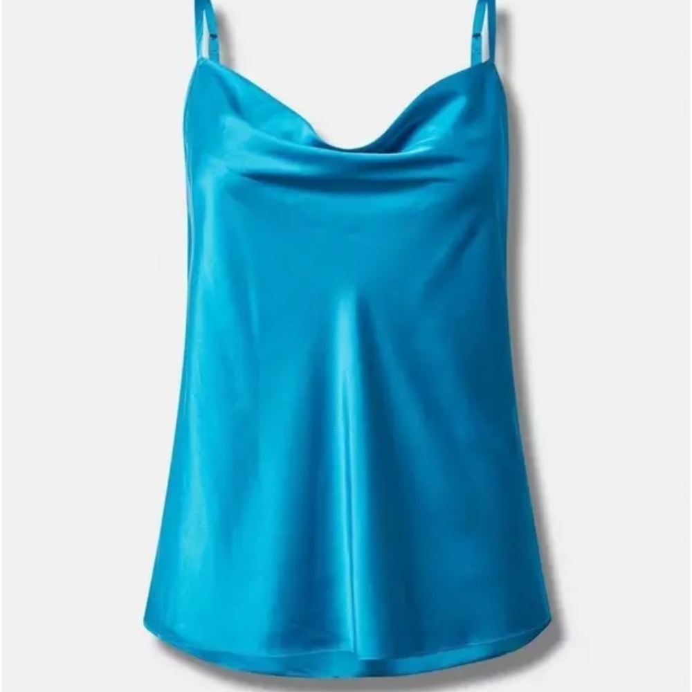 Blue Satin Cowl Neck Cami